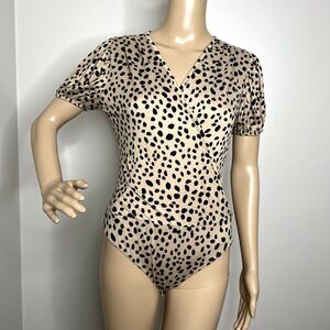 Lulus Feel Fierce Tan Cheetah Print Puff Sleeve Bodysuit